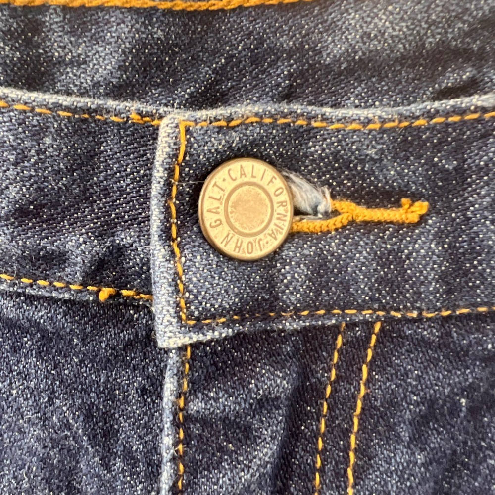 J Galt Women's High Rise Straight Leg Raw Hem Dark Wash Denim Jeans Size Large - Picture 4 of 6